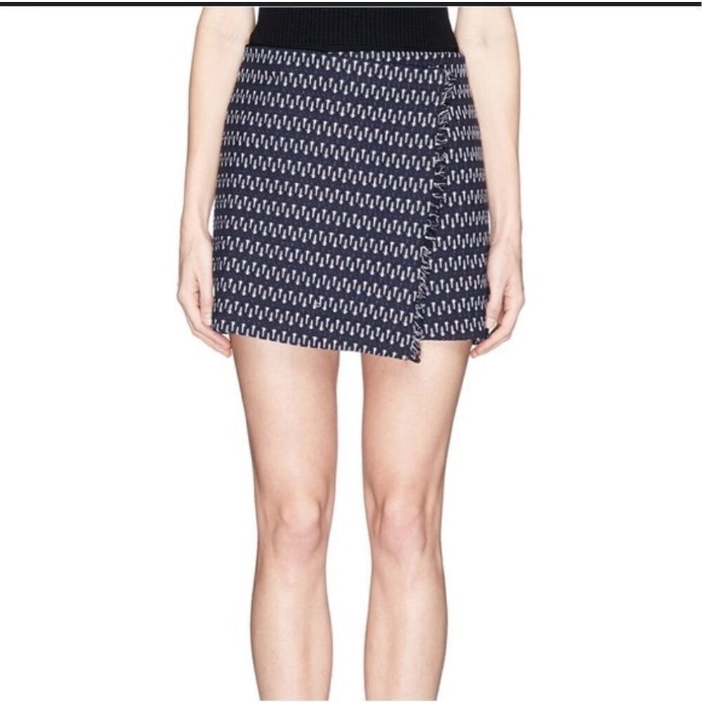 Elizabeth and James Daniella Needle Stack Wrap Front Flax Blend Mini Skirt Size